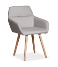 Chaise fauteuil scandinave tissu beige Seville - 