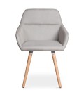 Chaise fauteuil scandinave tissu beige Seville - 