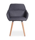 Chaise fauteuil scandinave tissu gris foncé Seville - 