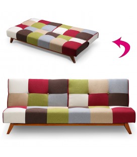 Canapé convertible clic-clac scandinave patchwork multicolore Romany