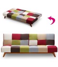 Canapé convertible clic-clac scandinave patchwork multicolore Romany - 