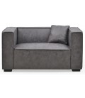 Fauteuil large tissu effet peau vintage gris Sigrid - 