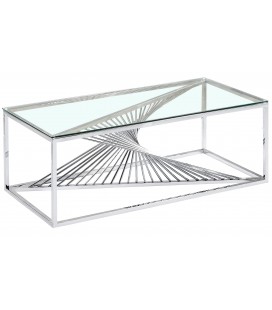 Table basse en verre transparent et pieds argenté Snapdragon