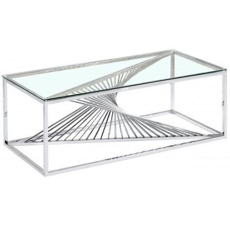 Table basse en verre transparent et pieds argenté Snapdragon - 