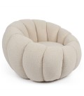 Fauteuil design coquillage tissu bouclette crème Soren - 