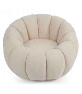 Fauteuil design coquillage tissu bouclette crème Soren