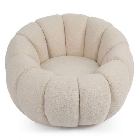 Fauteuil design coquillage tissu bouclette crème Soren - 