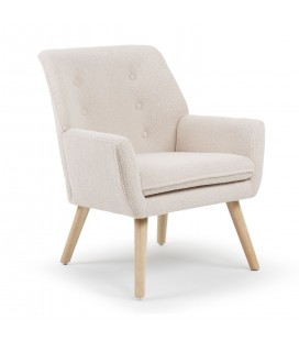 Fauteuil tissu bouclette lainée crème Split