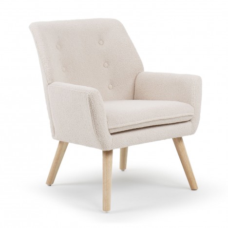 Fauteuil tissu bouclette lainée crème Split - 