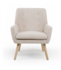 Fauteuil tissu bouclette lainée crème Split - 