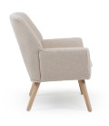 Fauteuil tissu bouclette lainée crème Split - 