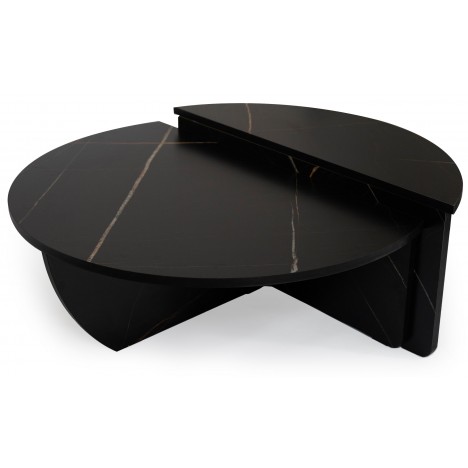 Set de 2 tables basses design effet marbre noir Stefano - 