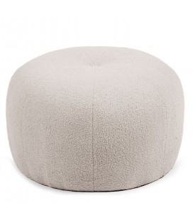 Pouf rond style cocooning 55cm tissu bouclette beige Stockholm