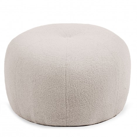 Pouf rond style cocooning 55cm tissu bouclette beige Stockholm - 