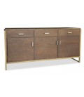 Buffet 3 tiroirs et 3 portes l150cm bois marron et métal doré Stuttgart - 