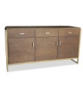 Buffet 3 tiroirs et 3 portes l150cm bois marron et métal doré Stuttgart - 