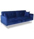 Canapé convertible clic-clac 3 places velours bleu Sydy - 