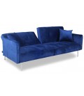 Canapé convertible clic-clac 3 places velours bleu Sydy - 