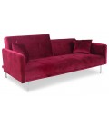 Canapé convertible clic-clac 3 places velours rouge Sydy - 