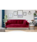 Canapé convertible clic-clac 3 places velours rouge Sydy - 