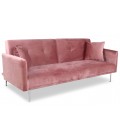 Canapé convertible clic-clac 3 places velours rose Sydy - 