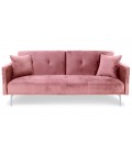 Canapé convertible clic-clac 3 places velours rose Sydy - 