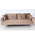 Canapé convertible clic-clac 3 places velours taupe Sydy - 