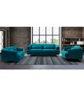 Fauteuil capitonné style boudoir velours bleu canard Tallinn - 