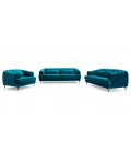 Fauteuil capitonné style boudoir velours bleu canard Tallinn - 