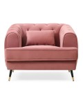 Fauteuil capitonné style boudoir velours rose poudré Tallinn - 