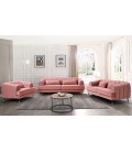 Fauteuil capitonné style boudoir velours rose poudré Tallinn - 