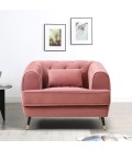 Fauteuil capitonné style boudoir velours rose poudré Tallinn - 