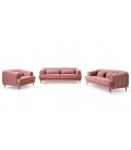 Fauteuil capitonné style boudoir velours rose poudré Tallinn - 