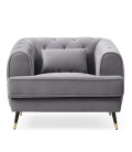 Fauteuil capitonné style boudoir velours gris Tallinn - 