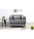 Fauteuil capitonné style boudoir velours gris Tallinn - 