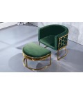 Fauteuil arrondi velours vert Tampa - 