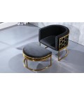 Pouf repose-pieds velours noir Tampa - 