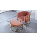 Pouf repose-pieds velours rose Tampa - 