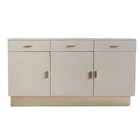 Buffet moderne 3 tiroirs et 3 portes taupe clair et doré Thistle - 