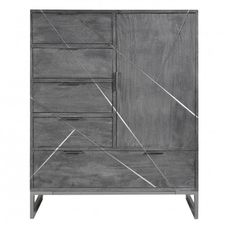 Buffet 5 tiroirs et 1 porte gris Tinia - 