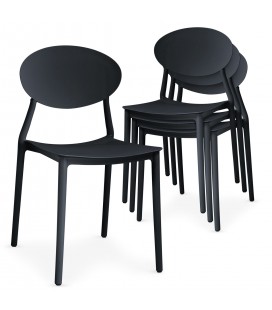 Lot de 4 chaises empilables noires Toronto