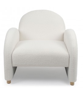 Fauteuil club tissu bouclette blanc Tove