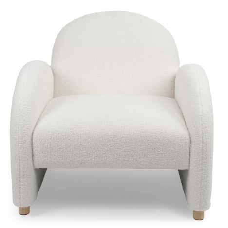 Fauteuil club tissu bouclette blanc Tove - 