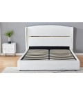 Lit-coffre complet avec sommier relevable 160x200cm velours blanc et doré Tristan - 