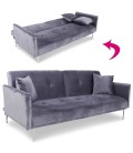 Canapé convertible clic-clac 3 places velours gris Sydy - 