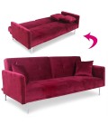 Canapé convertible clic-clac 3 places velours rouge Sydy - 