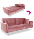 Canapé convertible clic-clac 3 places velours rose Sydy - 