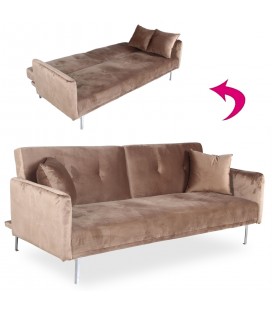 Canapé convertible clic-clac 3 places velours taupe Sydy