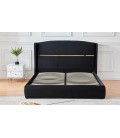 Lit-coffre complet avec sommier relevable 180x200cm velours noir et doré Tristan - 