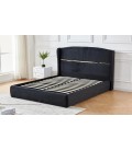 Lit-coffre complet avec sommier relevable 180x200cm velours noir et doré Tristan - 